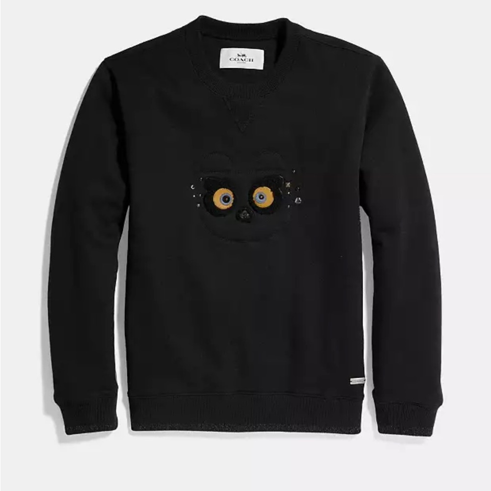 Coach Limited Edition Shearling Trim Bear Sweater Size S